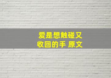 爱是想触碰又收回的手 原文